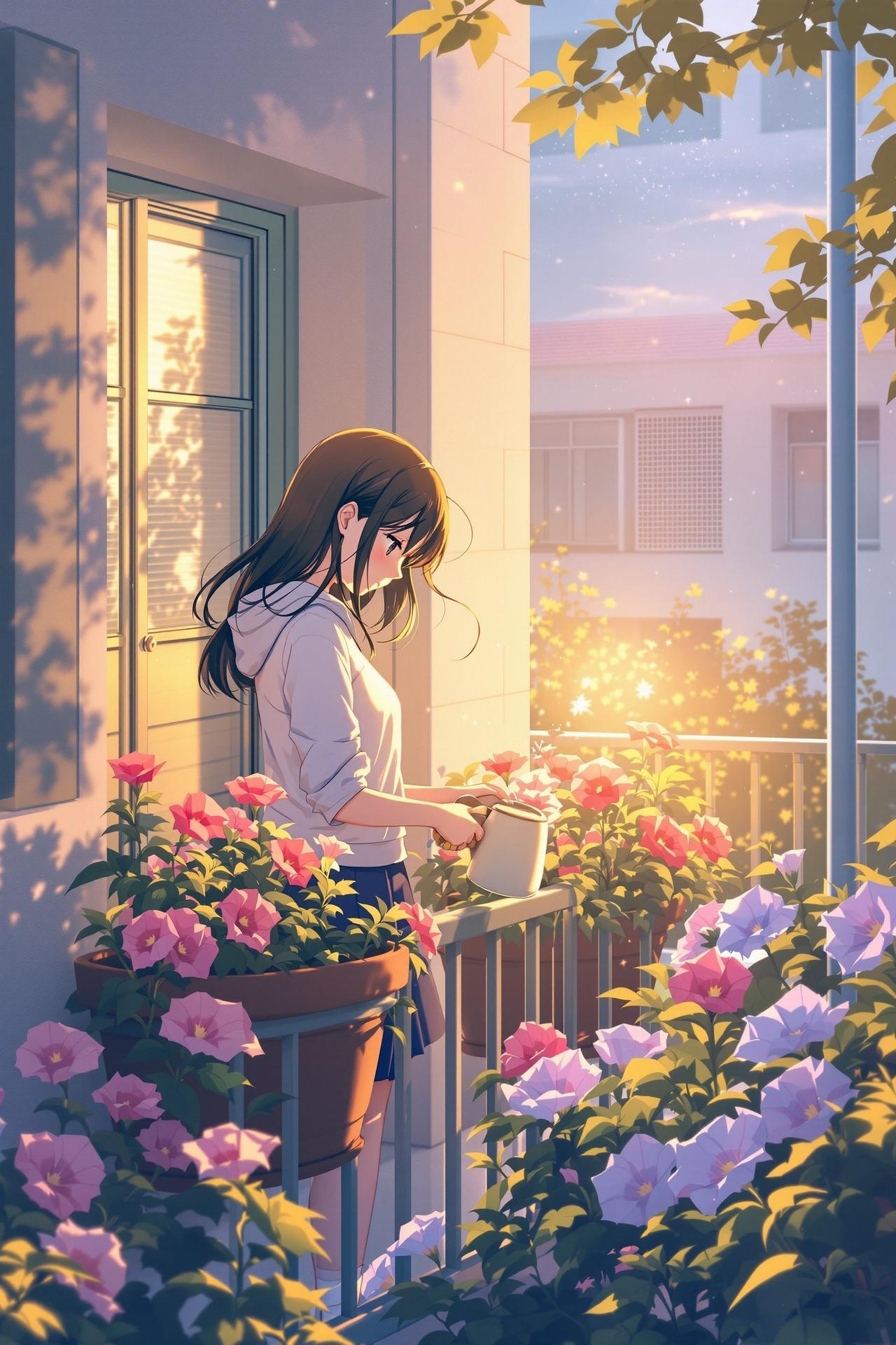 牵牛花开的早晨 - 校园、日常、园艺、温馨 牵牛花开的早晨 - 动漫封面